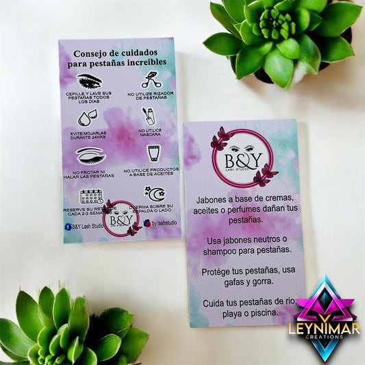 Tarjetas para el cuidado de pestañas