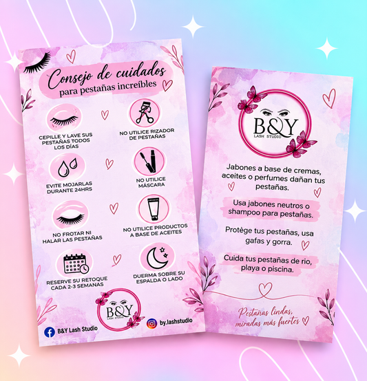 Tarjetas para el cuidado de pestañas